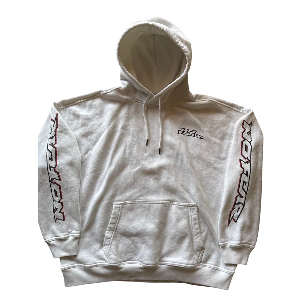 No Fear x Hollister White Medium Baggy Boxy Fit with Sleeve Hits Hoodie